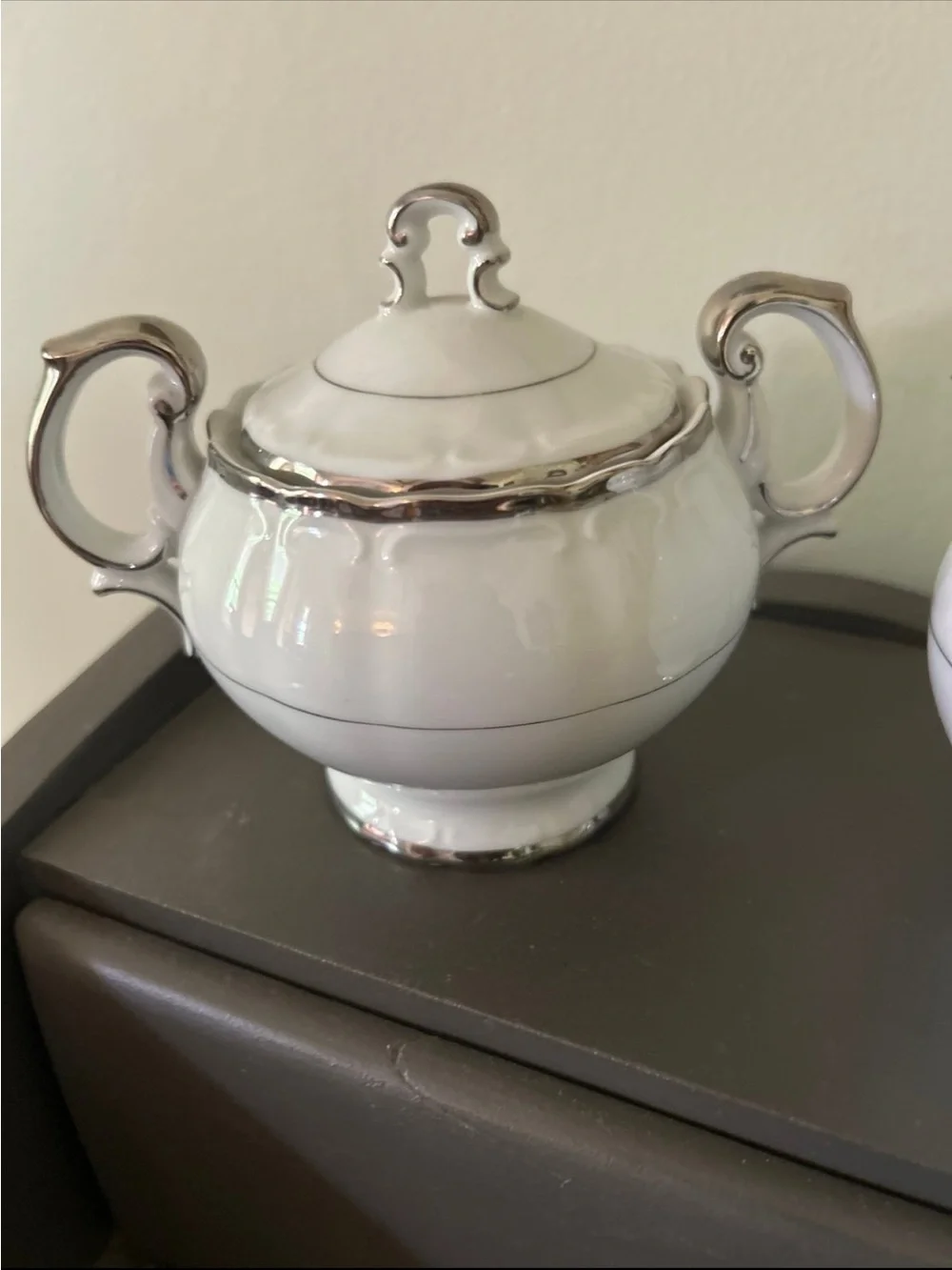 Vintage Harmony House China Silver Sonata pattern creamer and sugar bowl